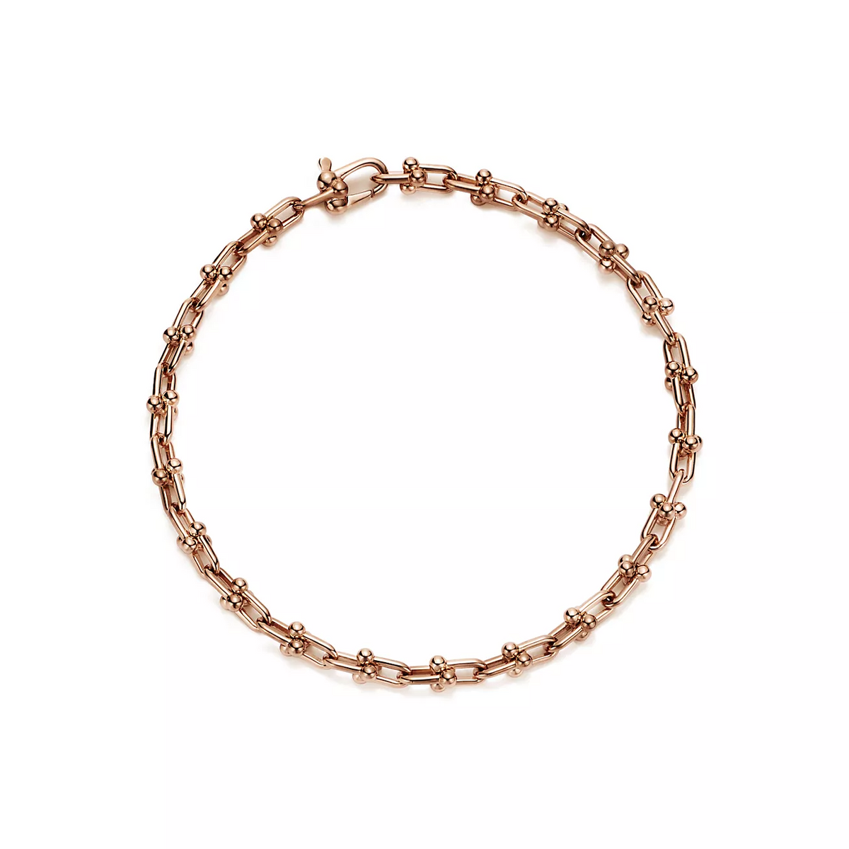 TIFFANY HARDWEAR MICRO LINK 44 MOTIF PINK GOLD BRACELET