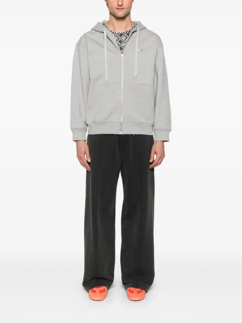 Marine Serre Moon logo fleece zipped hoodie